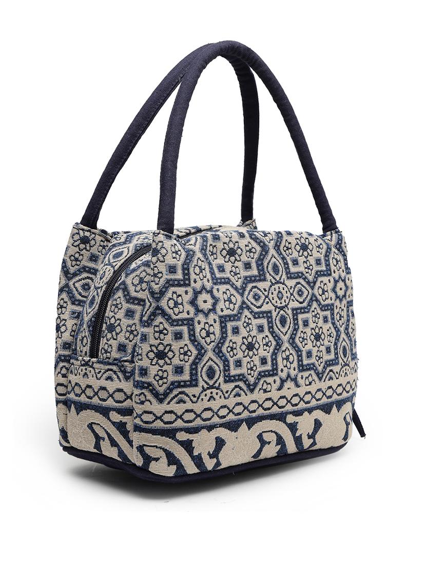 blue cotton printed handbag - 21466967 - Standard Image - 3