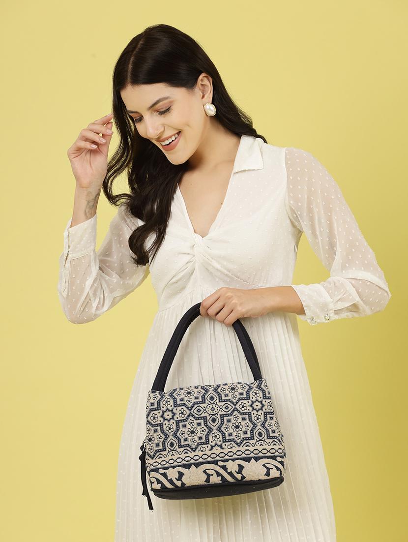 blue cotton printed handbag - 21466967 - Standard Image - 5