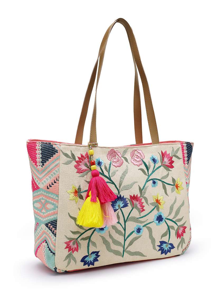 Women Beige Cotton Regular Tote Bag