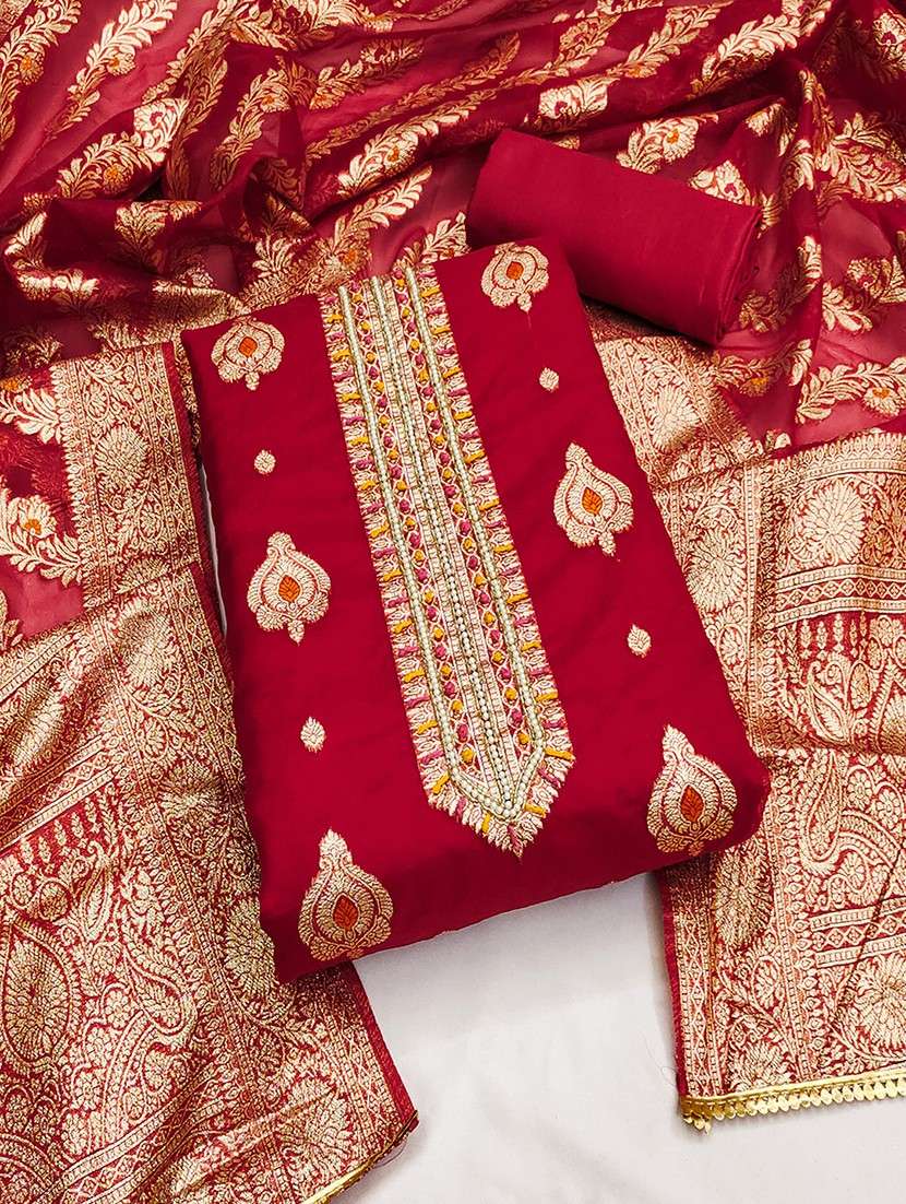 women embroidered unstitched suit set