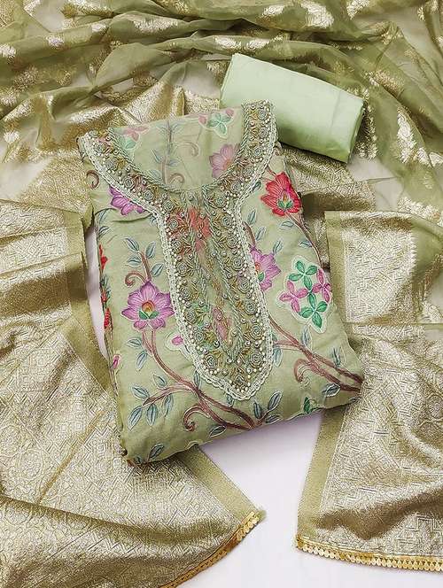 women embroidered unstitched suit set - 21467444 -  Standard Image - 0