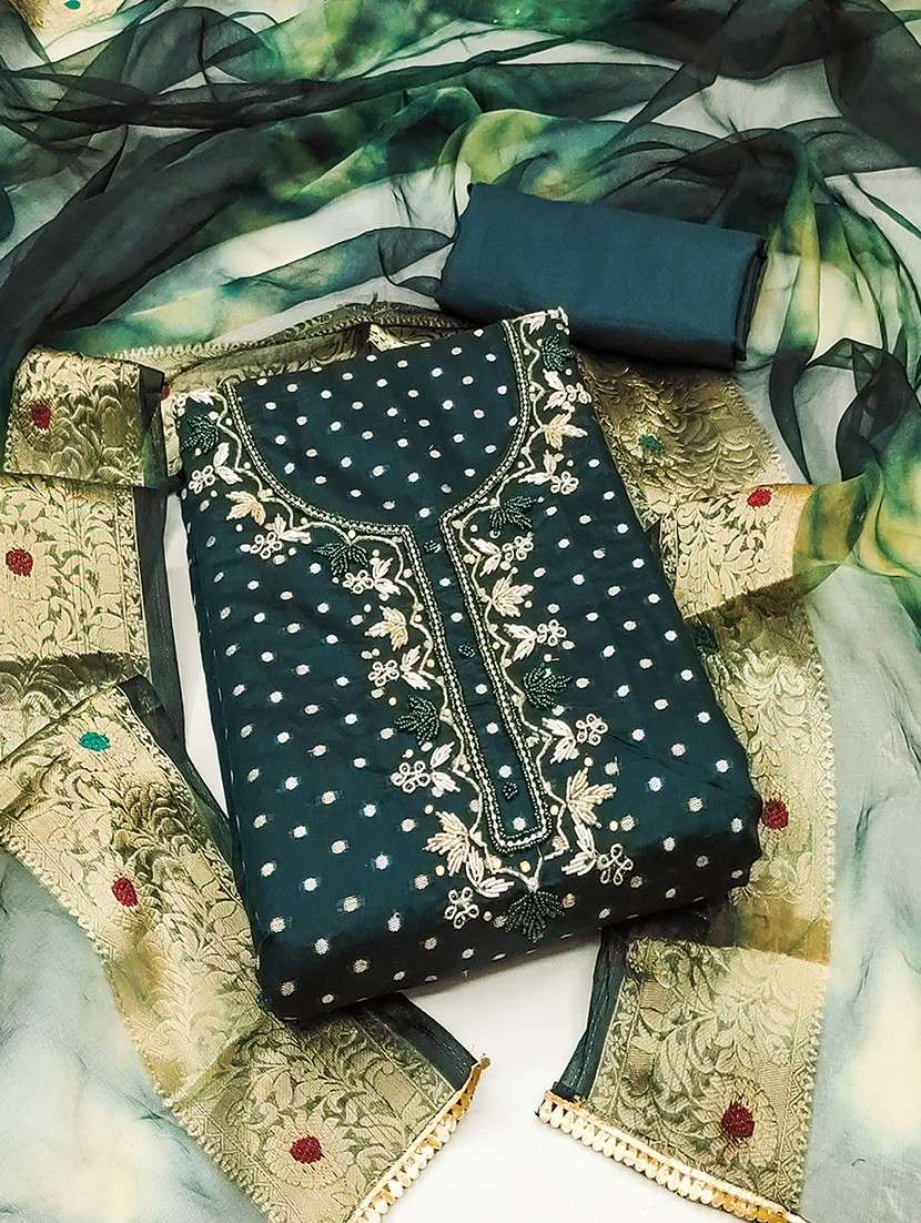 women embroidered unstitched suit set