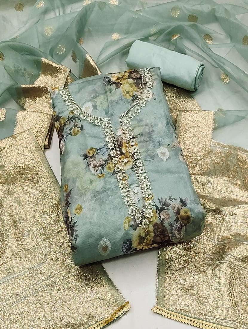women embroidered unstitched suit set