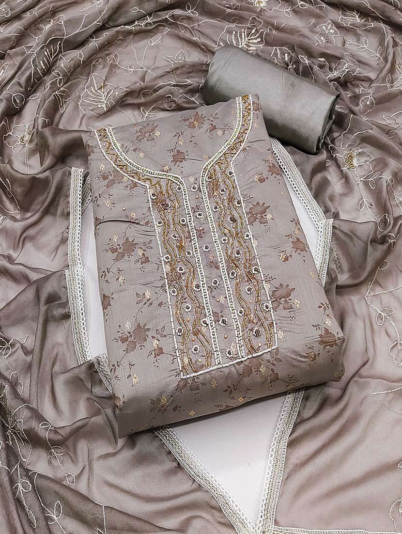 women embroidered unstitched suit set