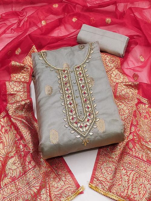 women embroidered unstitched suit set - 21467567 - Standard Image - 0