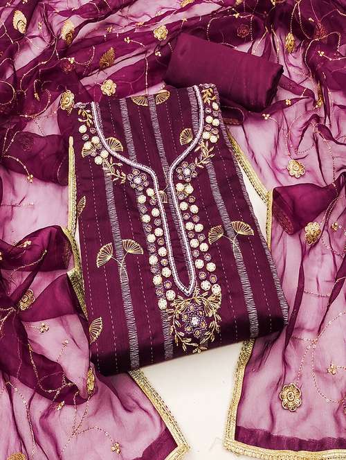 women embroidered unstitched suit set - 21467579 - Standard Image - 0