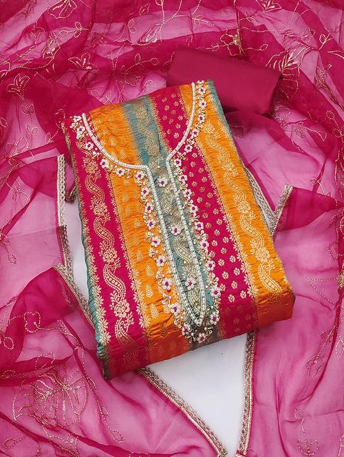 women zari work unstitched suit set - 21467602 - Standard Image - 0