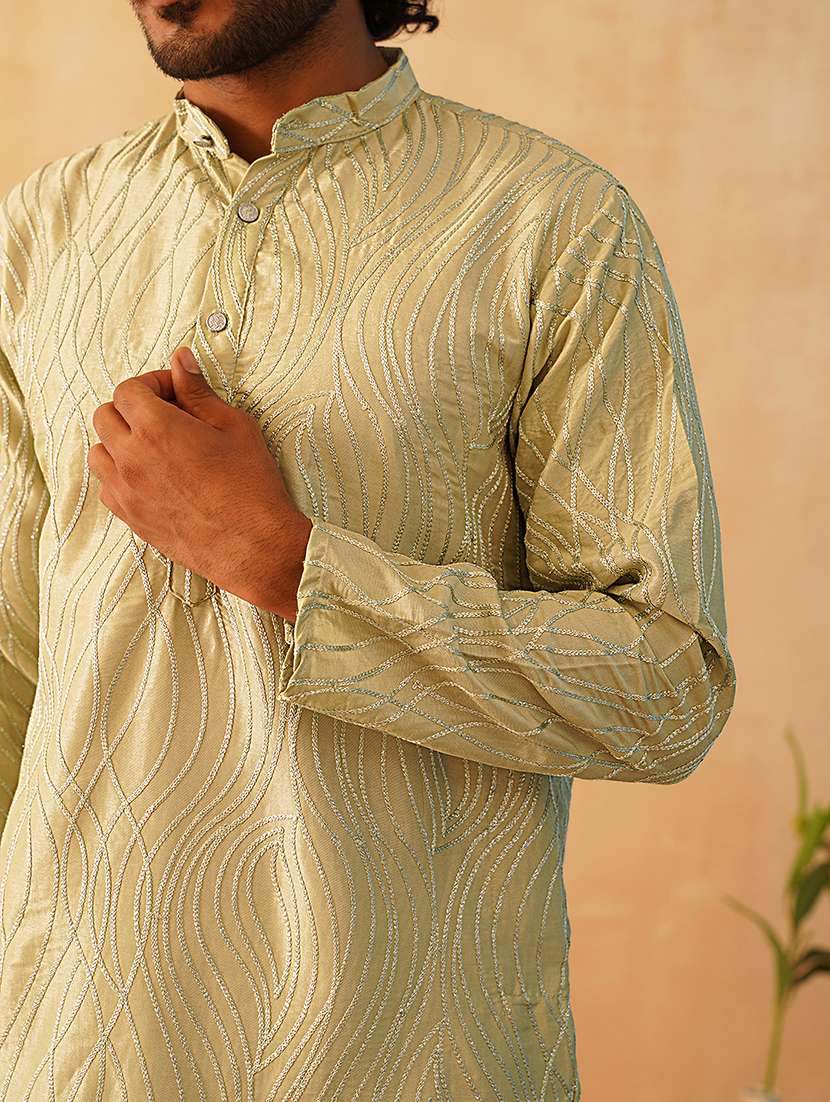 men embroidered mandarin neck long kurta  - 21467720 -  Standard Image - 3