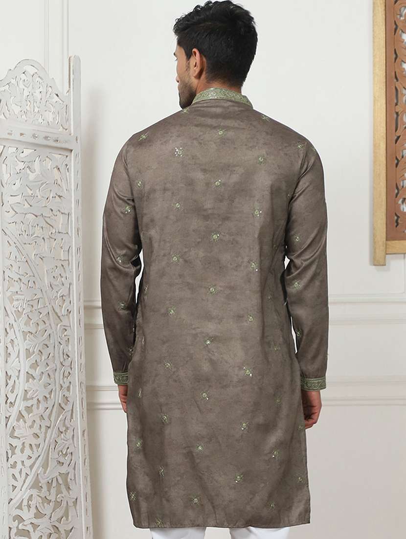 men embroidered mandarin neck long kurta  - 21467721 -  Standard Image - 3