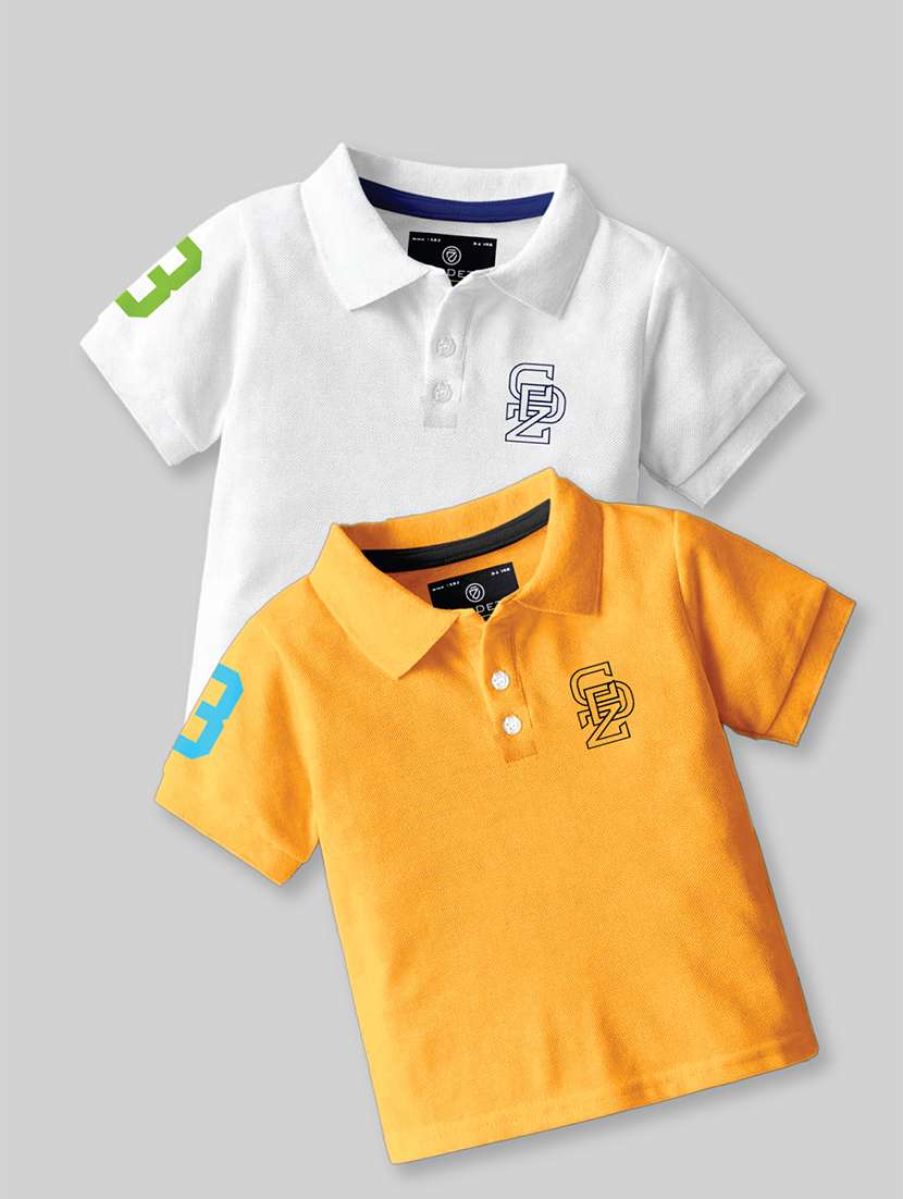 boys polo neck self-designed set of 2 t-shirt combo