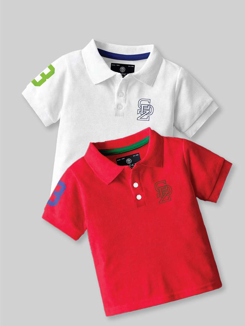 boys polo neck self-designed set of 2 t-shirt combo