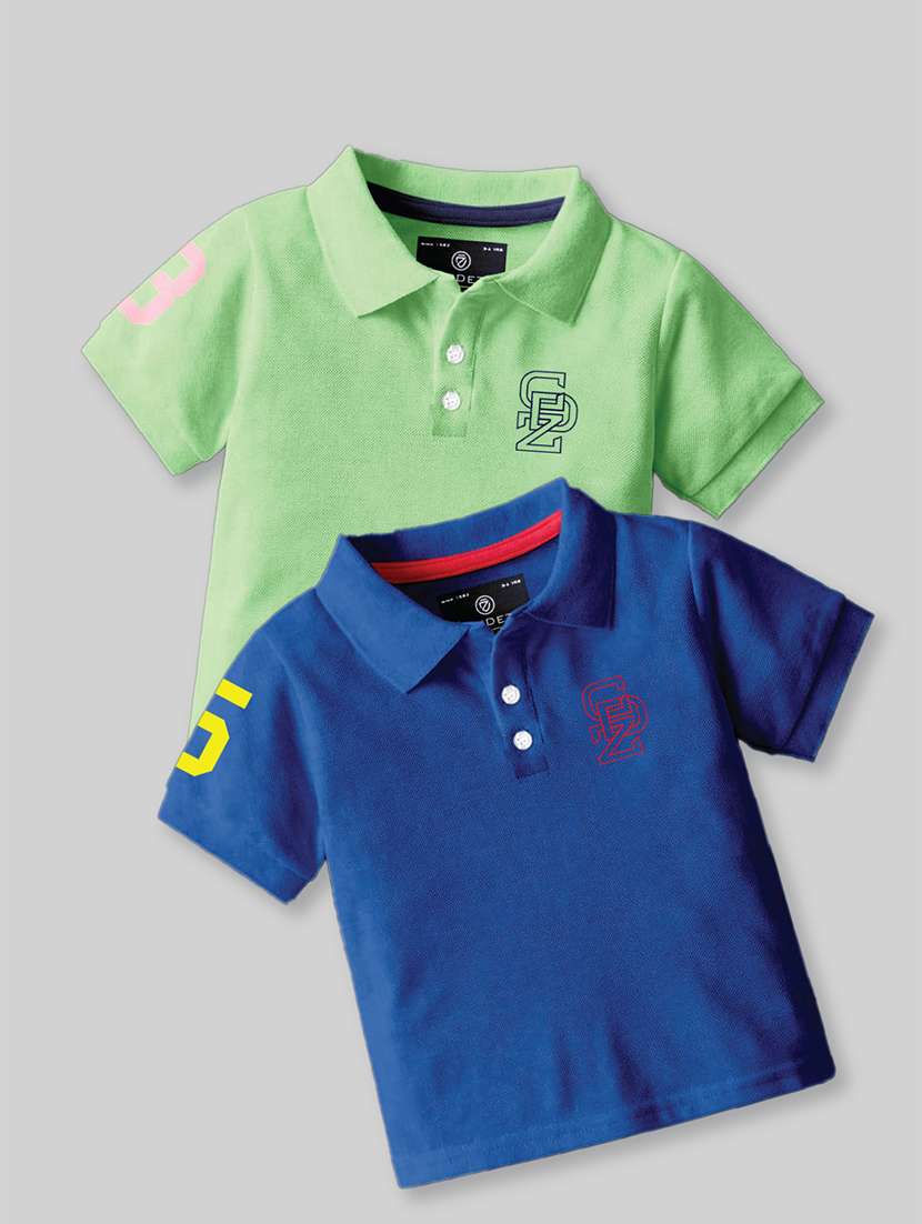 boys polo neck self-designed set of 2 t-shirt combo