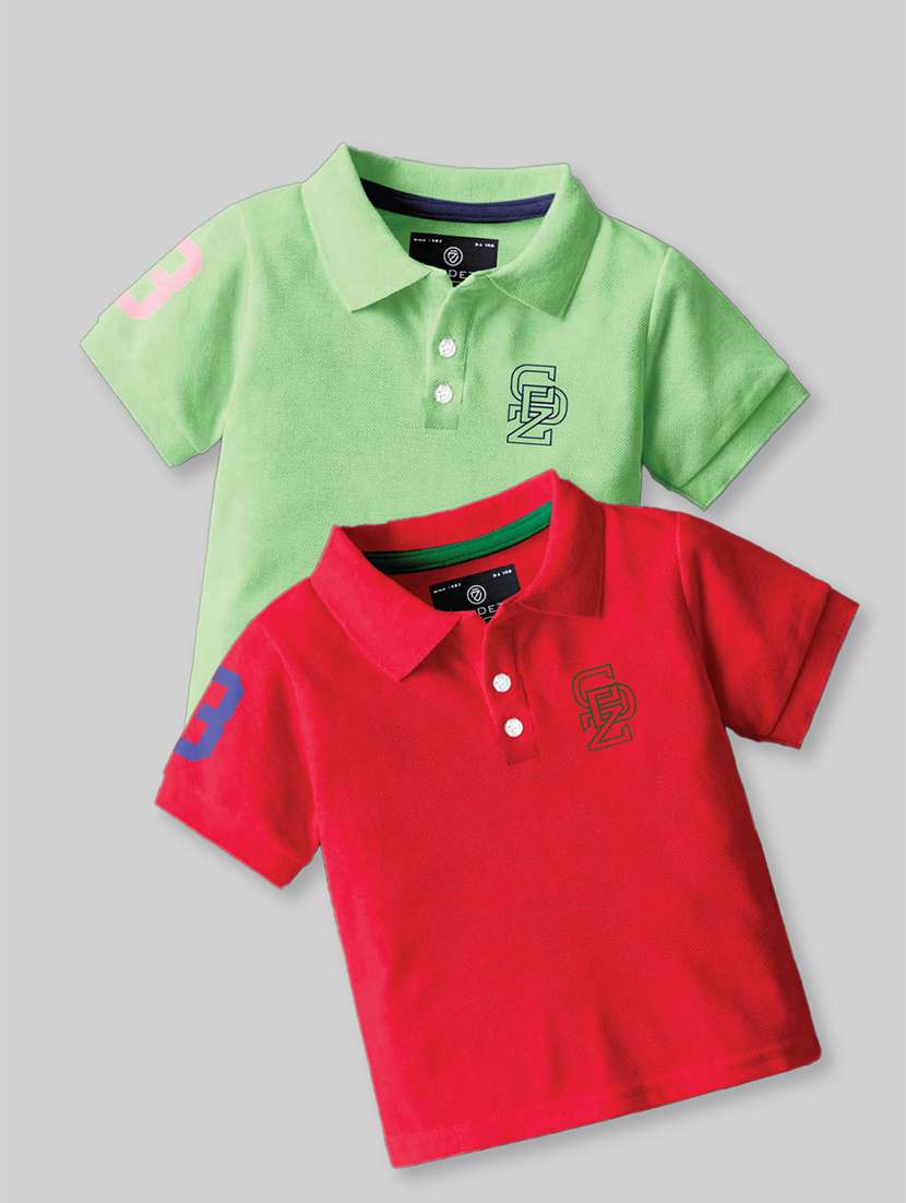boys polo neck self-designed set of 2 t-shirt combo