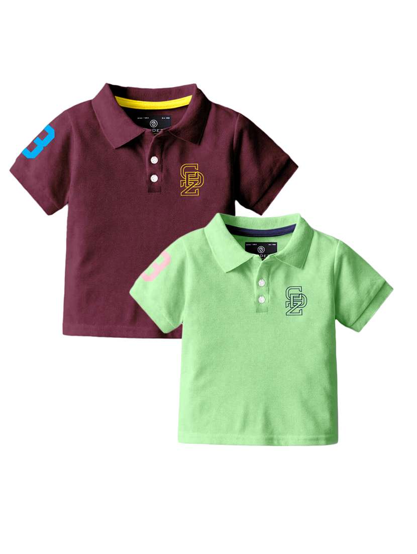 boys polo neck placement printed set of 2 casual t-shirt - 21467794 - Zoom Image - 0