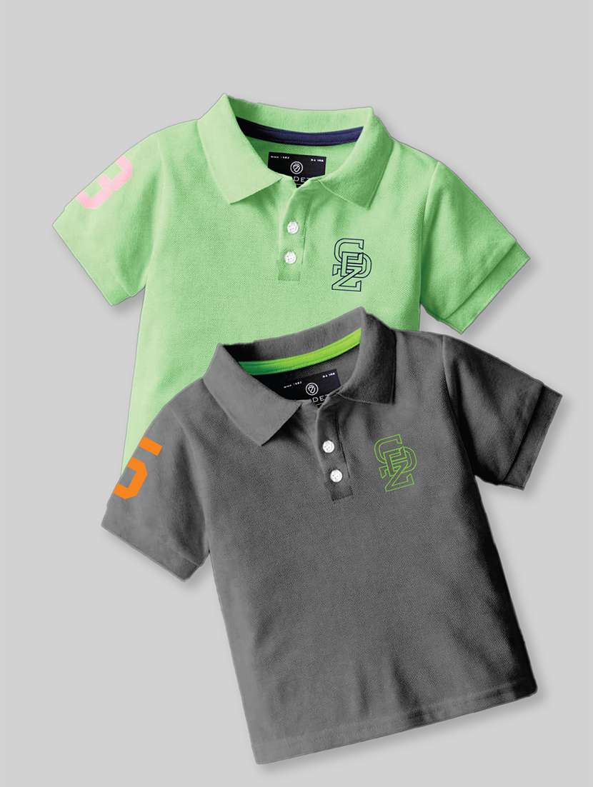 boys polo neck self-designed set of 2 t-shirt combo
