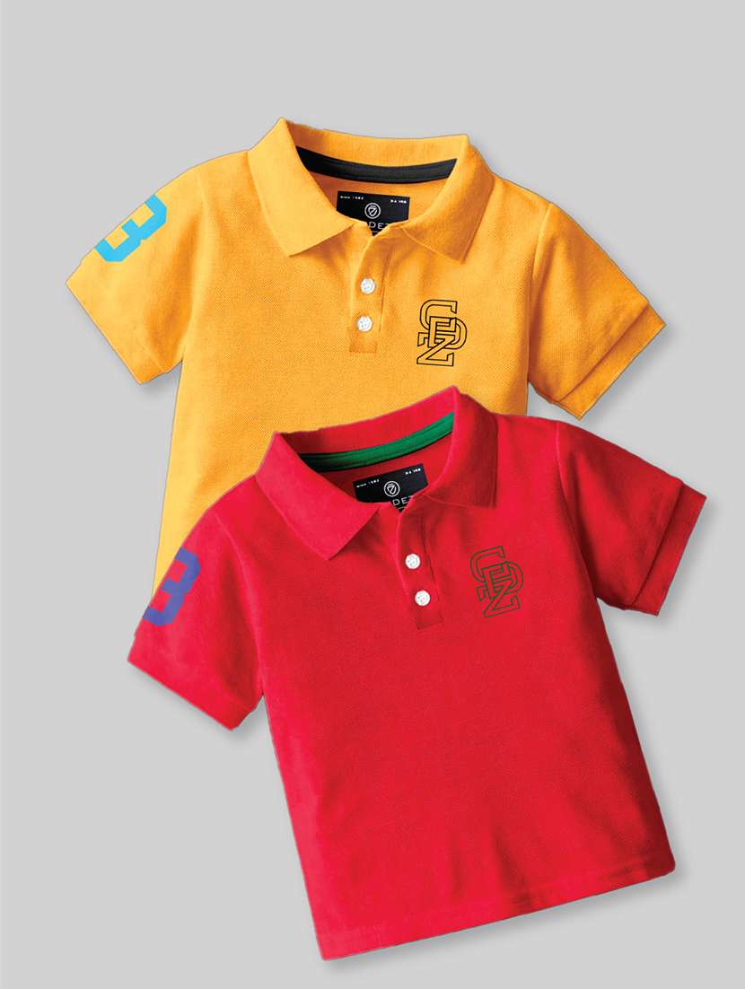 boys polo neck self-designed set of 2 t-shirt combo