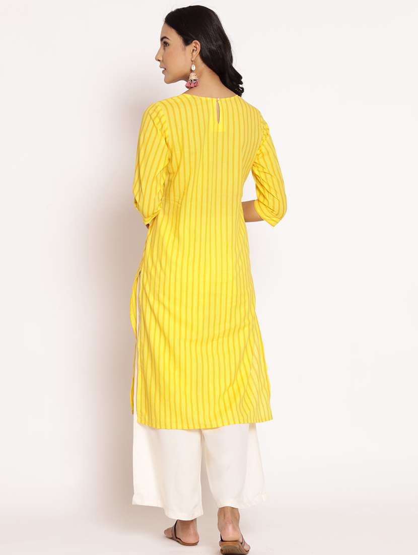 women three quarter sleeve straight kurta - 21468043 -  Standard Image - 3