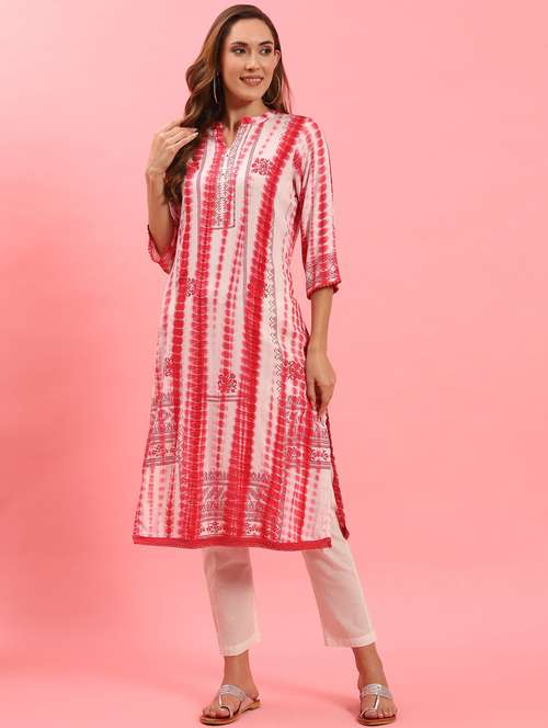 women off white rayon straight kurta - 21468086 - Standard Image - 0