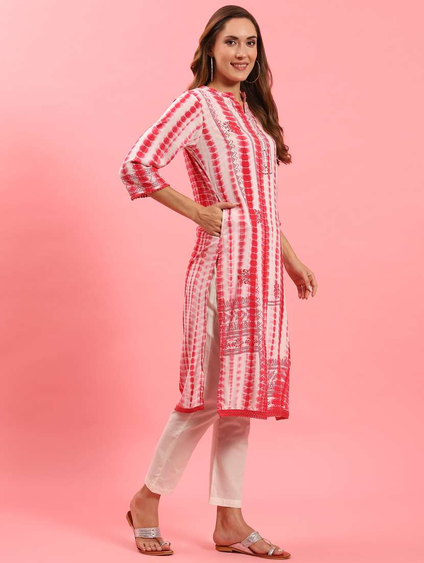 women off white rayon straight kurta - 21468086 - Standard Image - 3