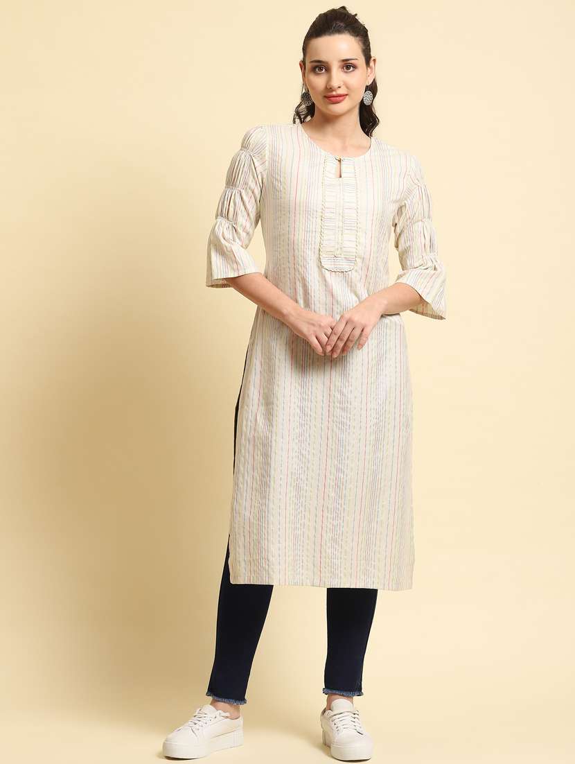 women three quarter sleeve straight kurta - 21468096 - Zoom Image - 0