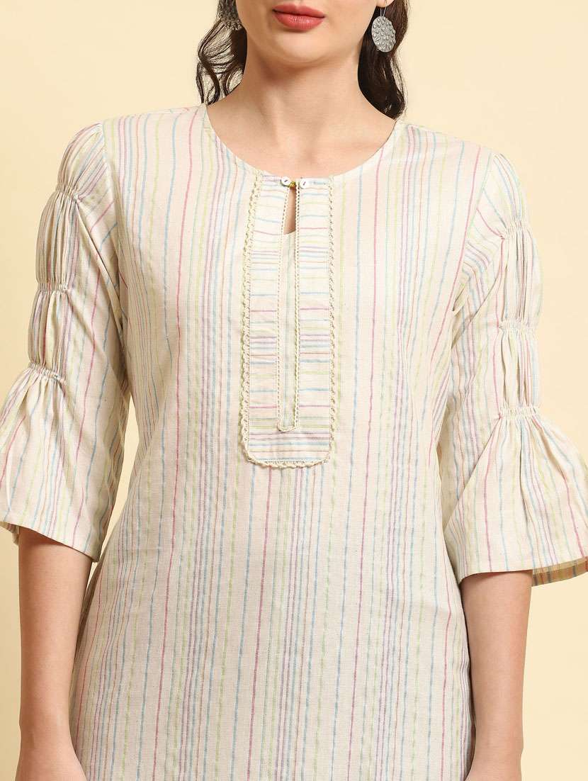 women three quarter sleeve straight kurta - 21468096 - Standard Image - 5