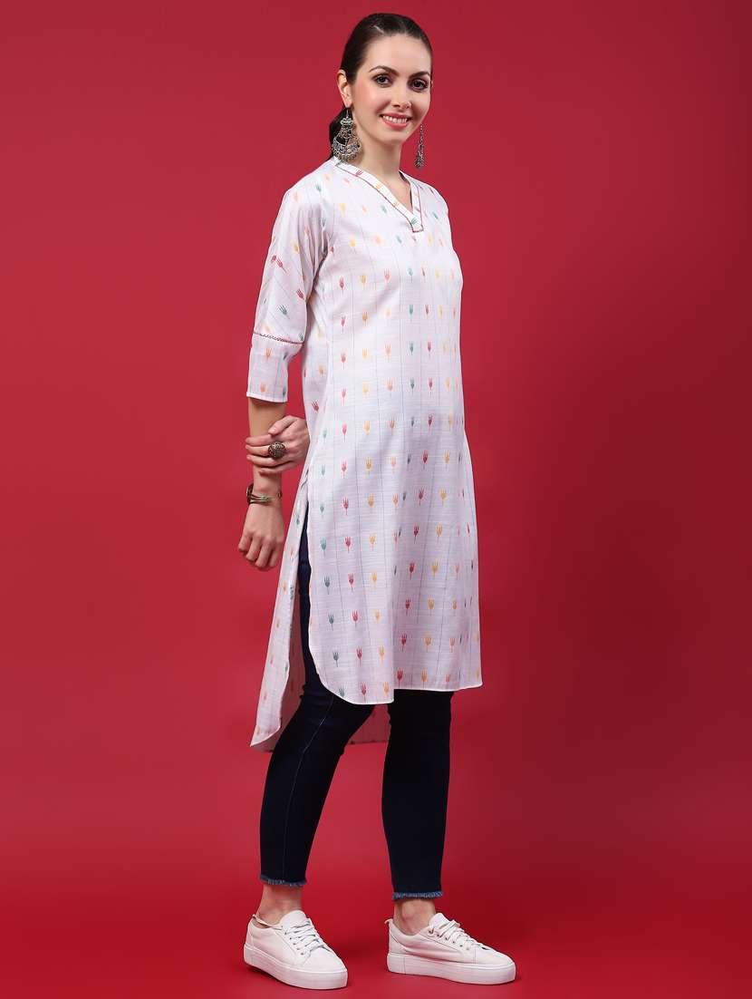 women white rayon high low kurta - 21468103 -  Standard Image - 3