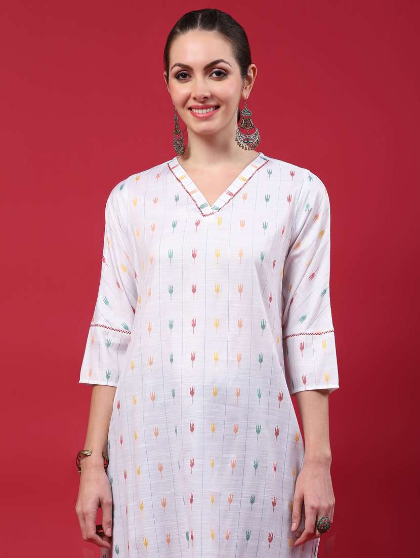 women white rayon high low kurta - 21468103 -  Standard Image - 5