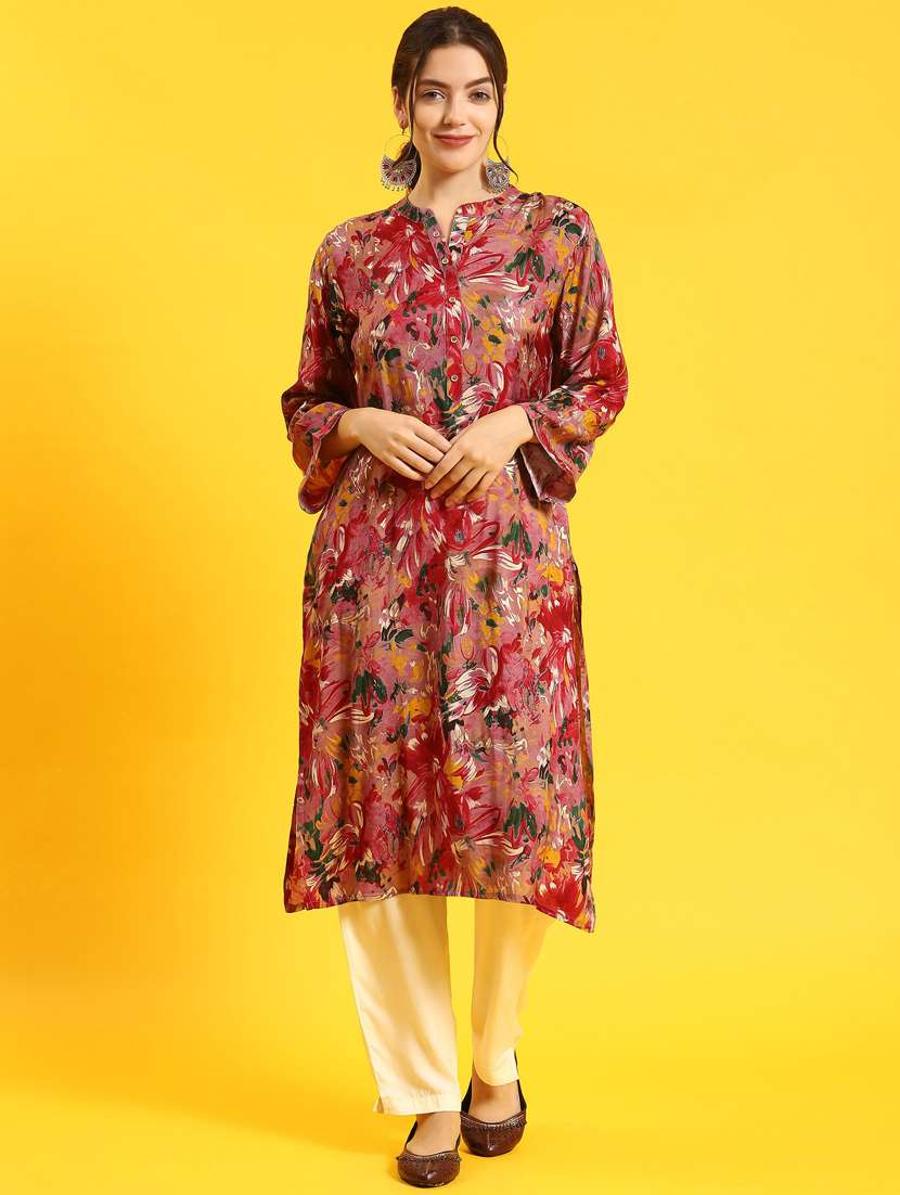 women multi color floral printed straight kurta - 21468123 -  Zoom Image - 0