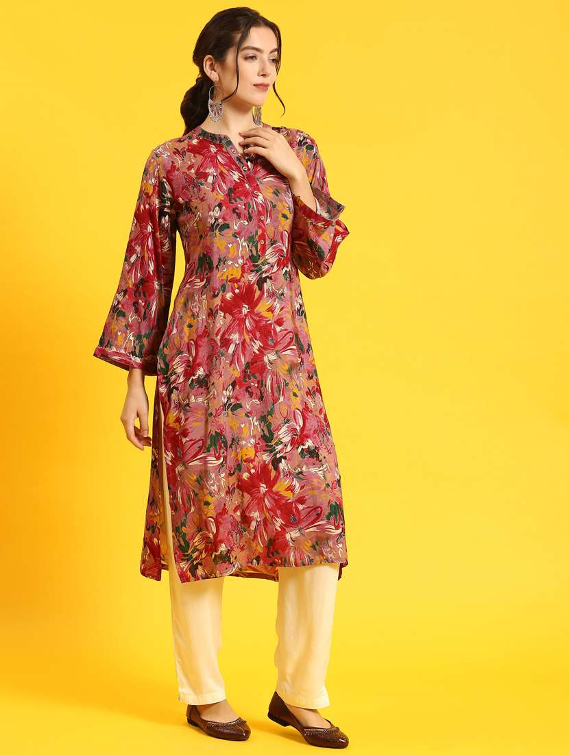 women multi color floral printed straight kurta - 21468123 -  Standard Image - 3