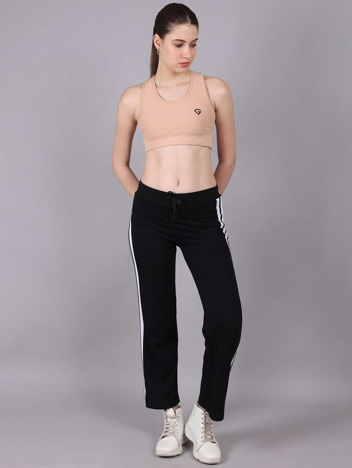 women tapered mid rise track pant - 21468208 -  Standard Image - 3