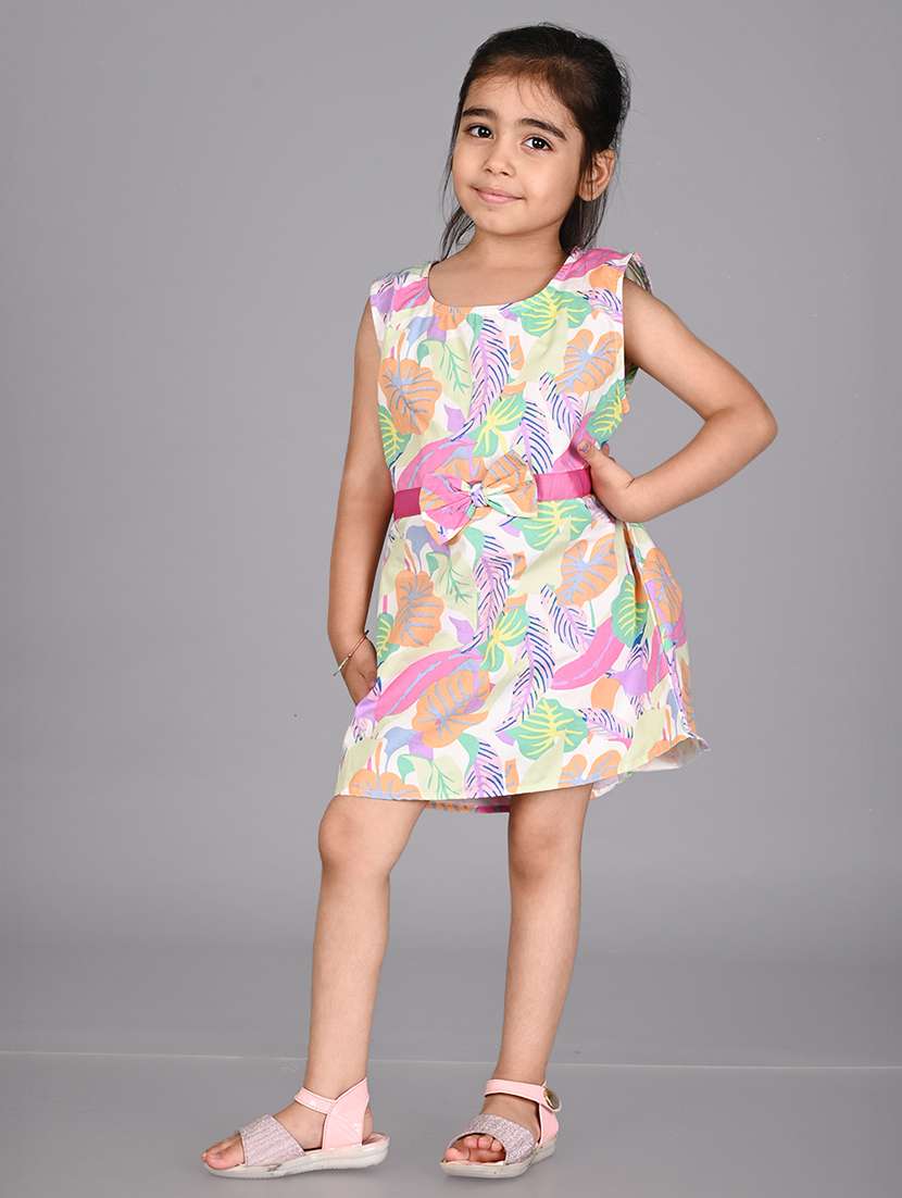 girl printed sleeveless polyester frock