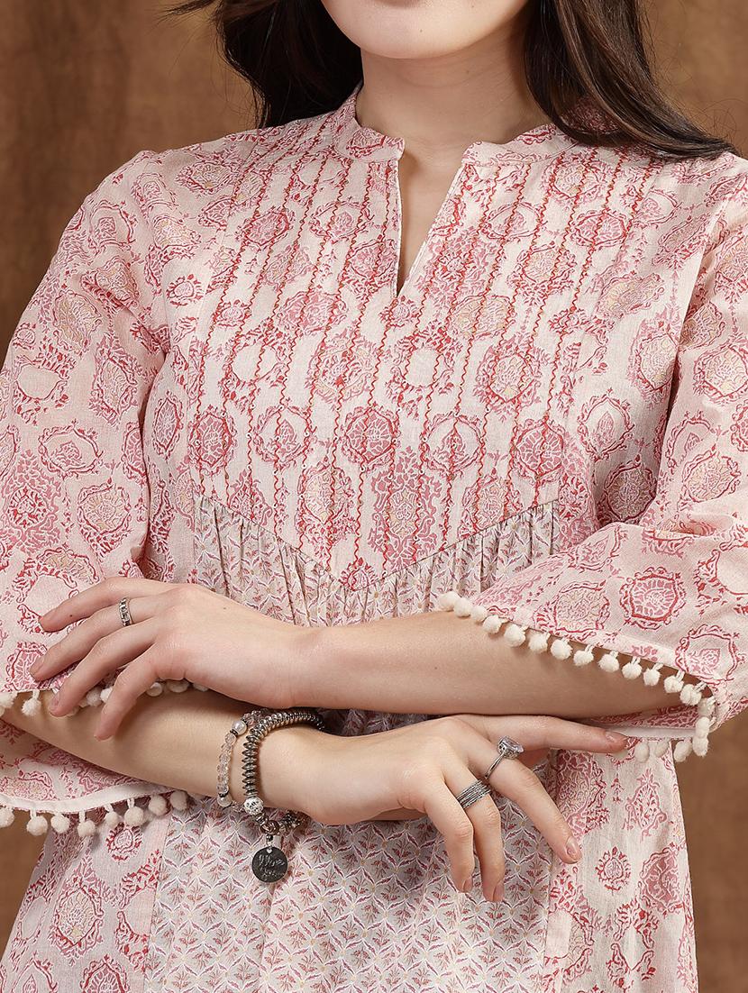 women beige cotton a-line kurta - 21468495 - Standard Image - 3
