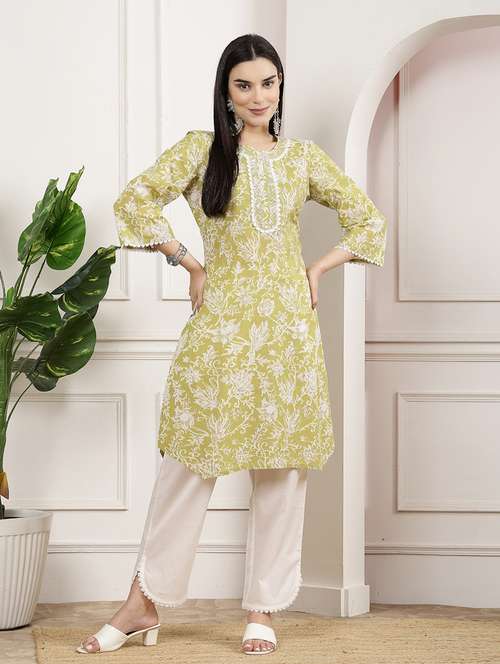 women green printed top and palazzos co-ord set - 21468513 -  Standard Image - 0
