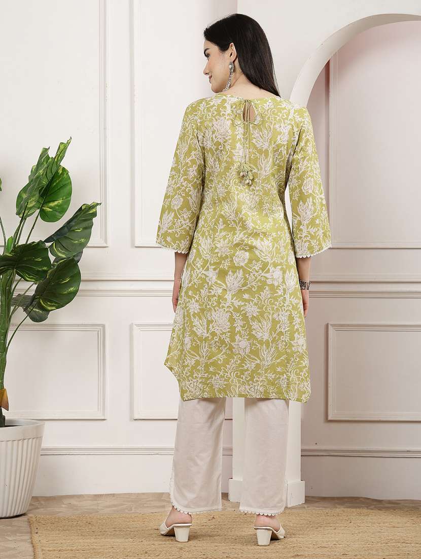 women green printed top and palazzos co-ord set - 21468513 - Standard Image - 3
