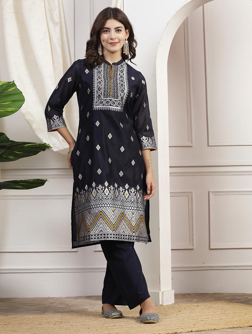 women navy blue kurta palazzo set - 21468577 - Zoom Image - 0