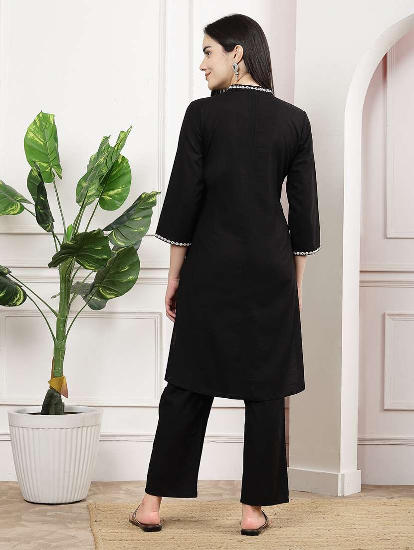 women black kurta palazzo set  - 21468579 -  Standard Image - 3