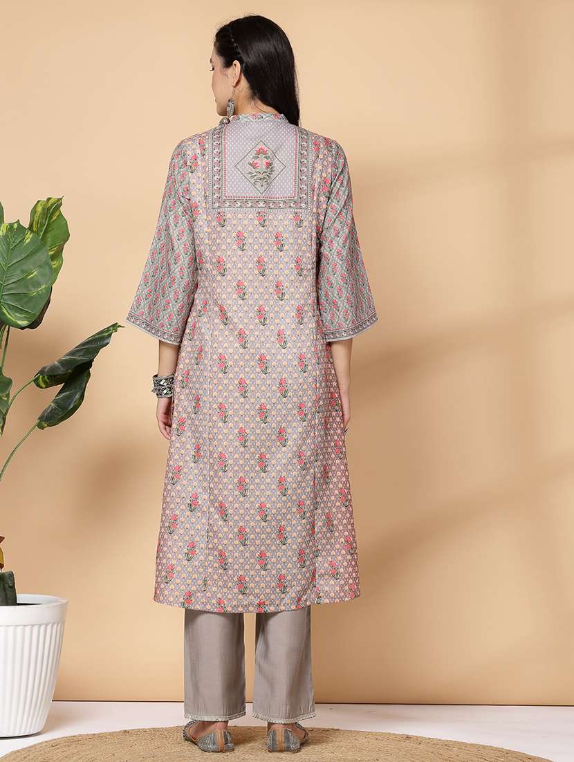 women grey kurta palazzo set  - 21468583 -  Standard Image - 3