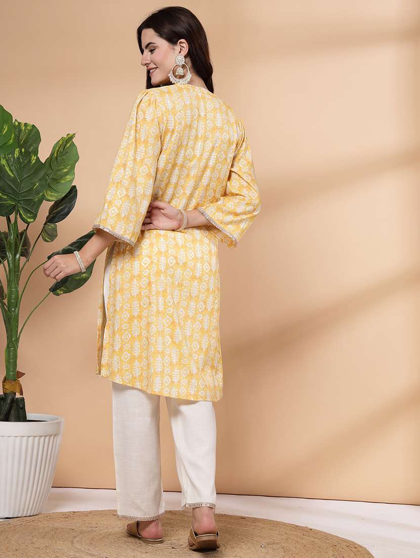 women yellow kurta palazzo set  - 21468586 -  Standard Image - 3