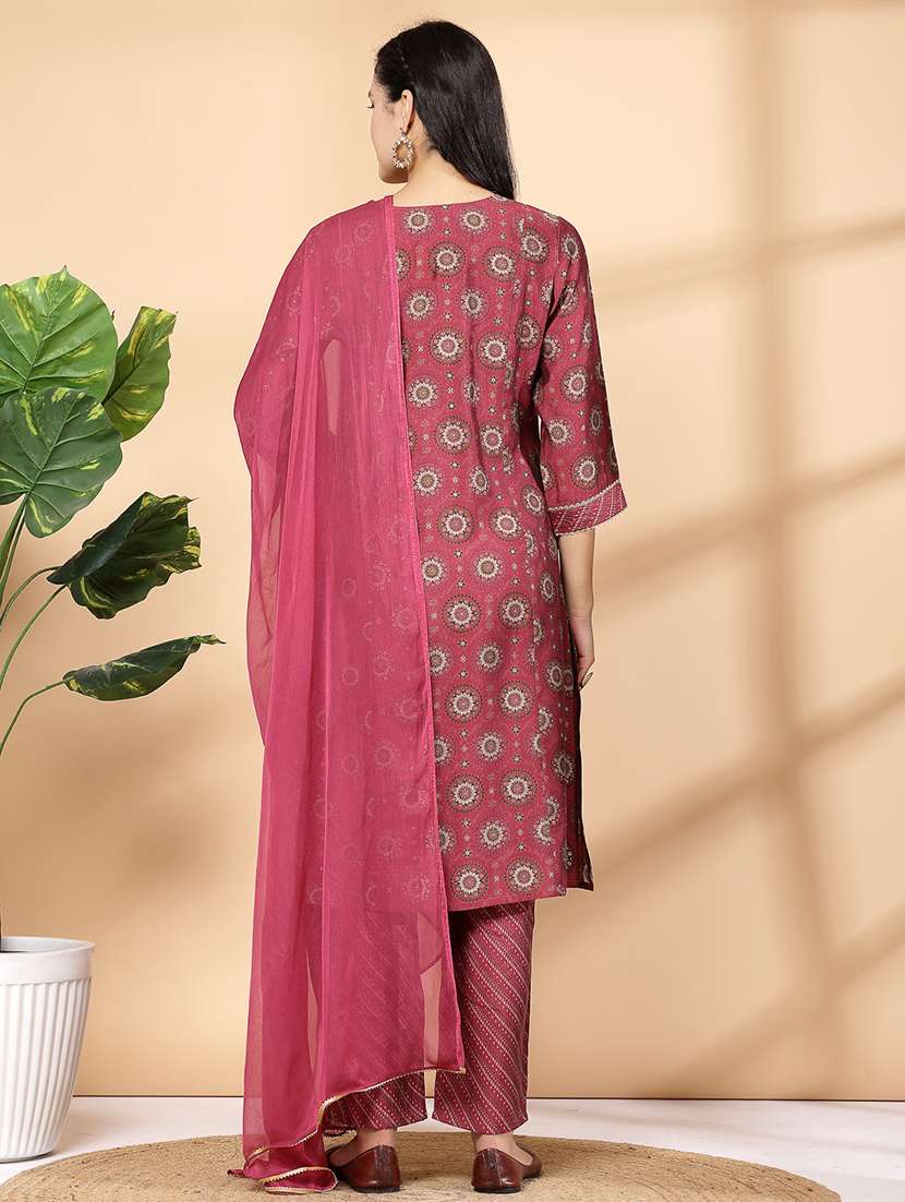women peach kurta palazzo set - 21468589 -  Standard Image - 3