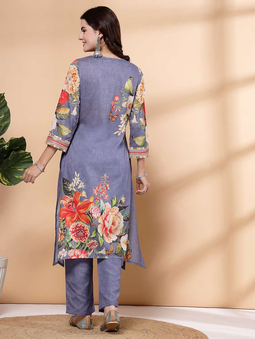 women blue kurta palazzo set - 21468591 -  Standard Image - 3