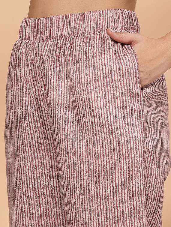 women peach kurta palazzo set  - 21468598 -  Standard Image - 5