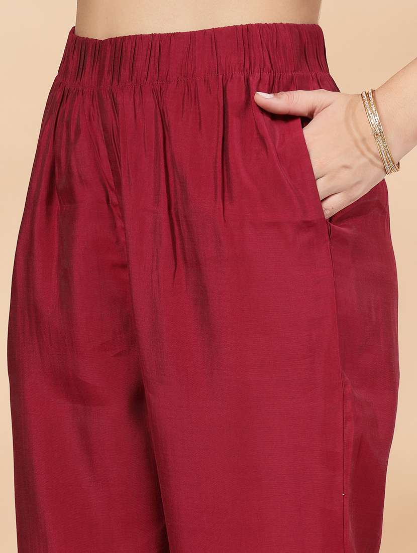 women maroon chevron printed kurta pant set - 21468622 -  Standard Image - 5