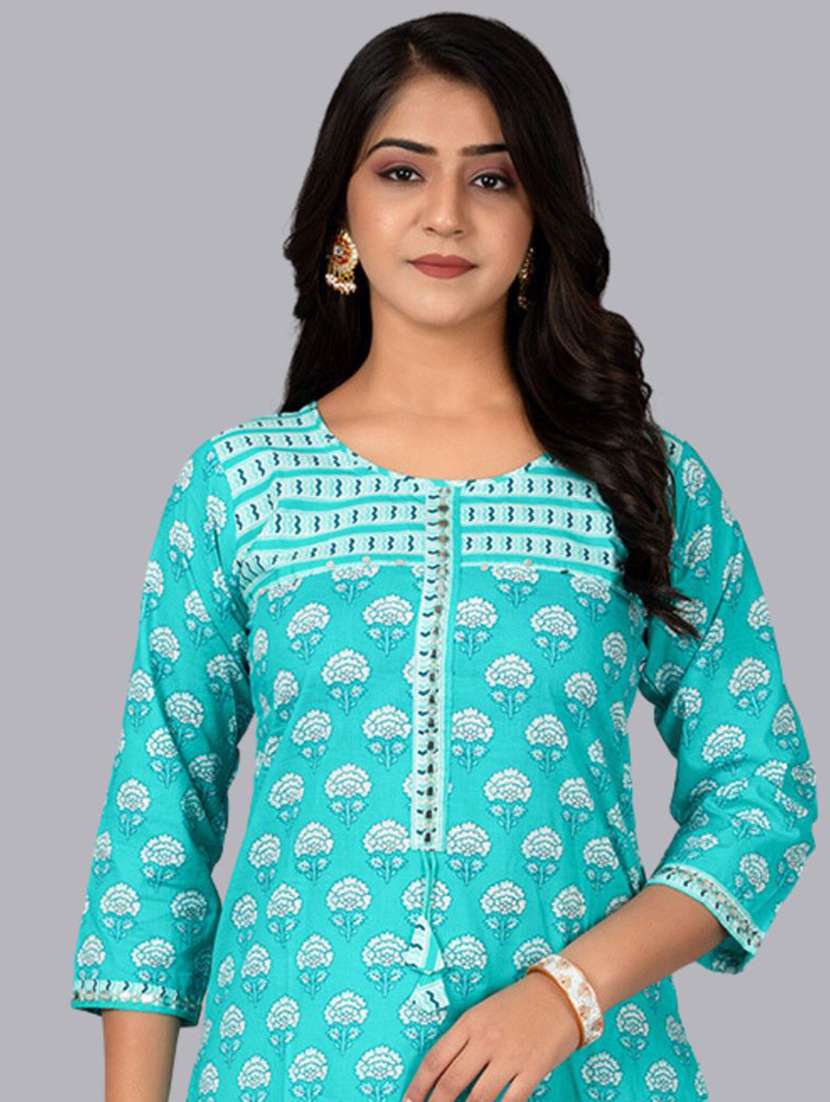 blue cotton blend kurta pant  set - 21468650 -  Standard Image - 3