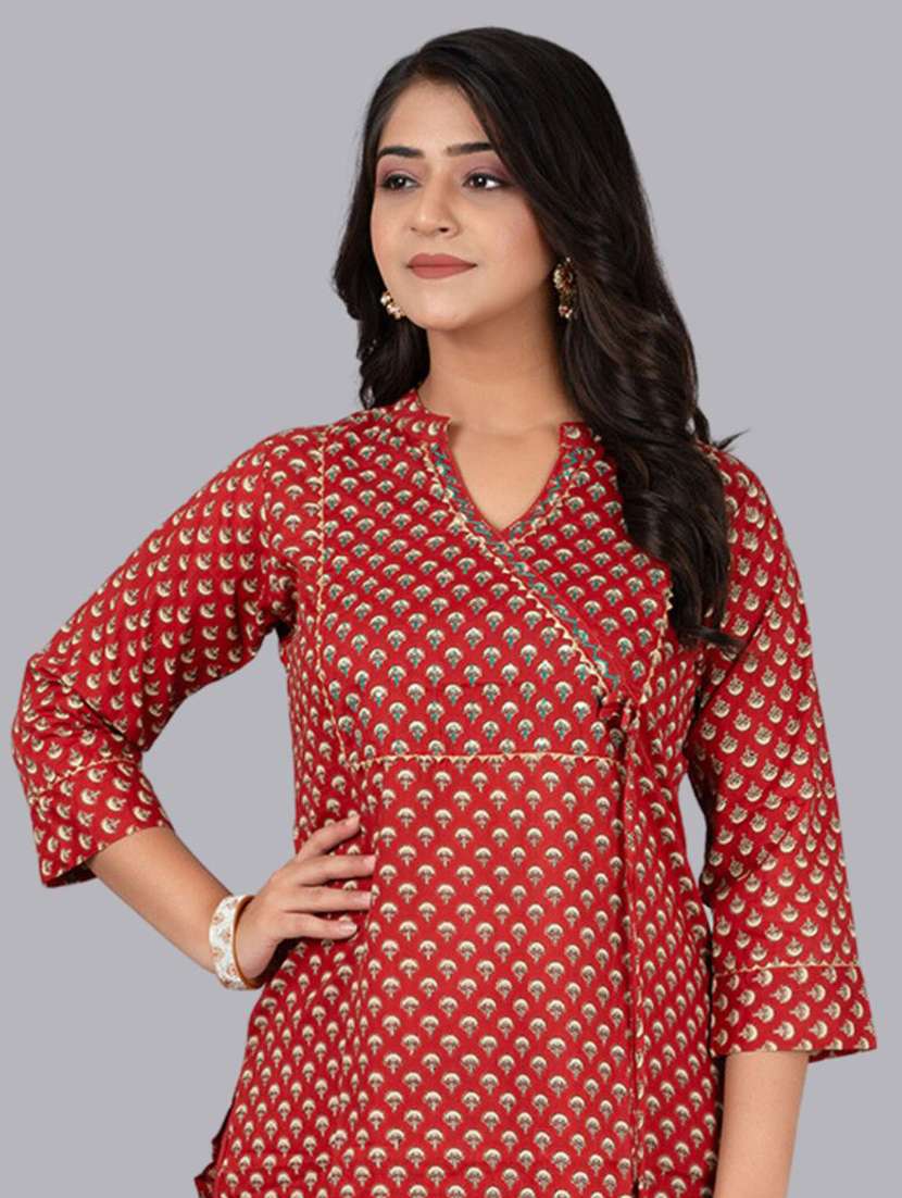 maroon cotton blend kurta pant  set - 21468652 -  Standard Image - 3