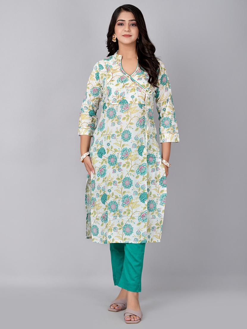 women cream floral printed kurta pant set - 21468656 - Zoom Image - 0
