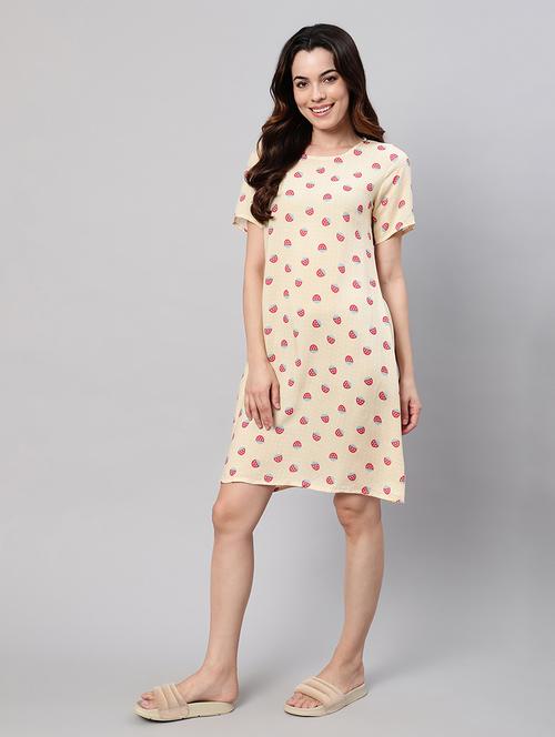beige rayon nighty sleepshirts & - 21469255 - Standard Image - 0