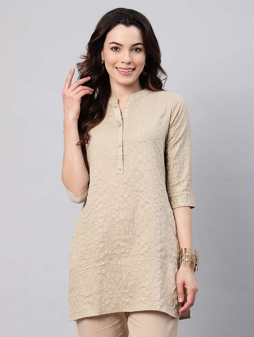 women three quarter sleeve stripes printed top