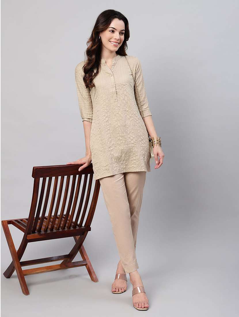 women three quarter sleeve stripes printed top - 21469273 -  Standard Image - 3