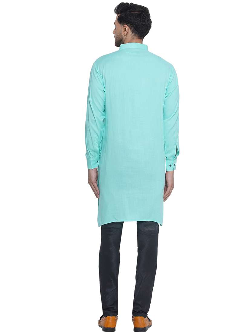 men solid mandarin neck kurta - 21469317 - Standard Image - 3