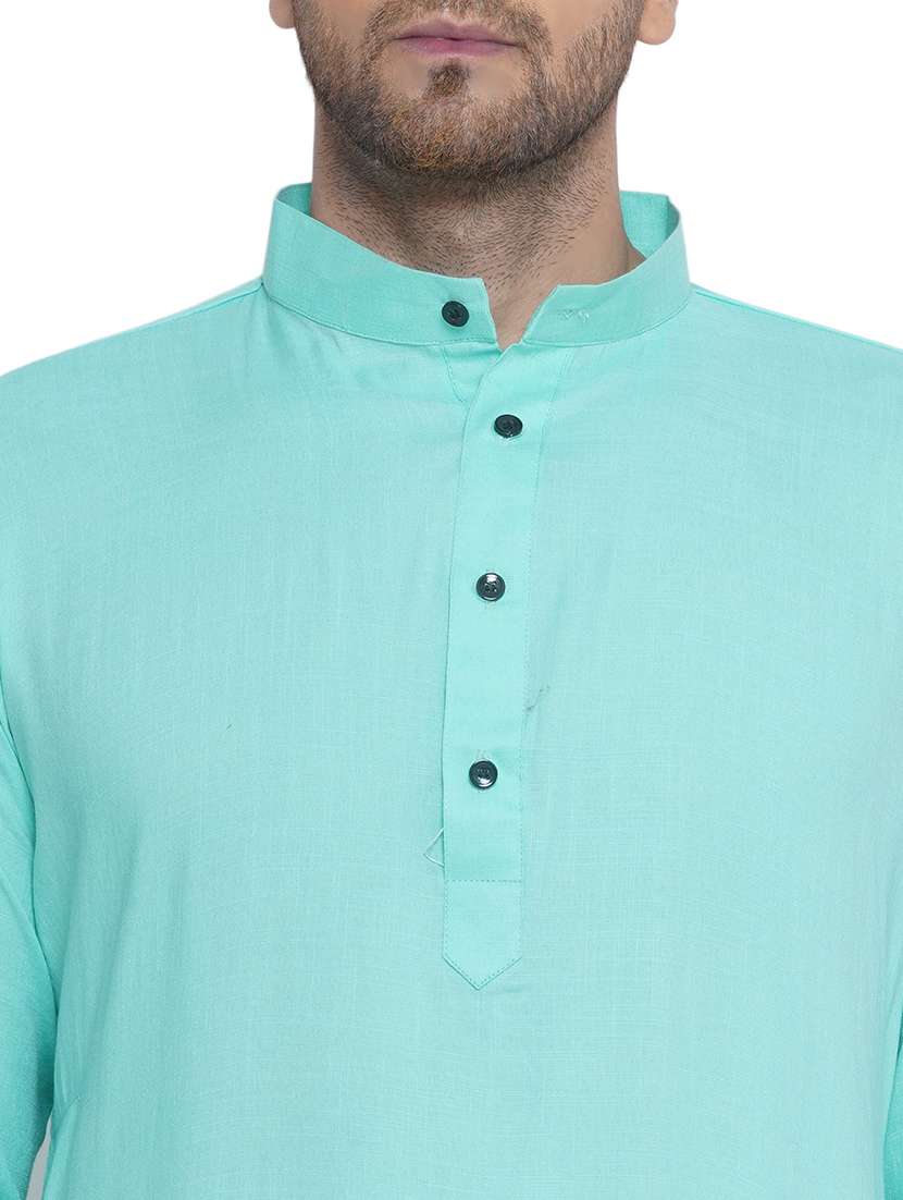 men solid mandarin neck kurta - 21469317 - Standard Image - 5